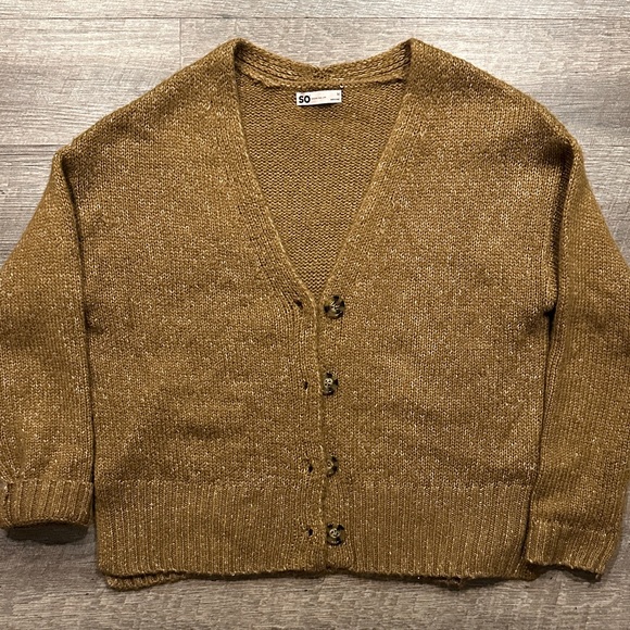 SO Brown speckled Cardigan Sweater Size Medium - Picture 5 of 9